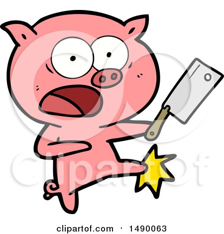 Clipart Cartoon Pig Shouting and Kicking by lineartestpilot