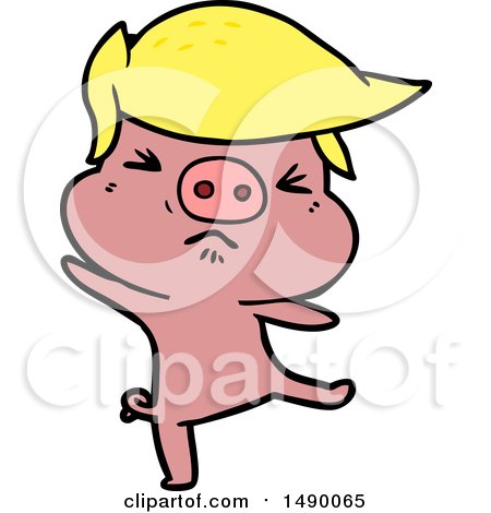 Clipart Cartoon Furious Pig by lineartestpilot
