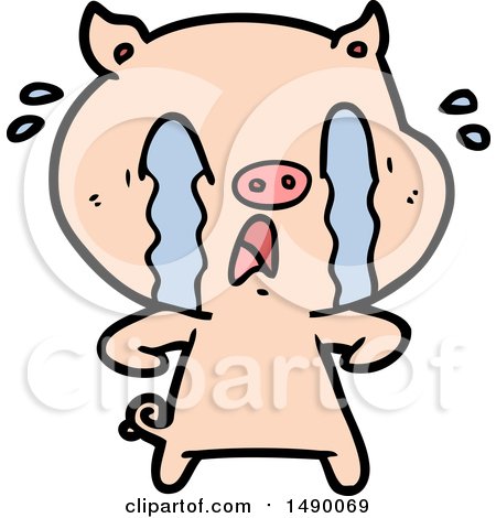 Clipart Crying Pig Cartoon by lineartestpilot