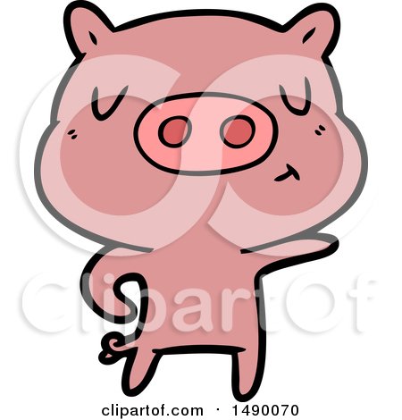 Clipart Cartoon Pig Pointing by lineartestpilot