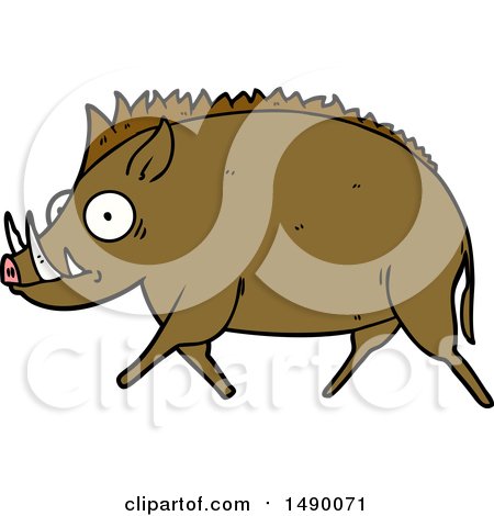 Clipart Cartoon Wild Boar by lineartestpilot