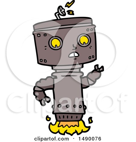 Clipart Cartoon Robot Hovering by lineartestpilot