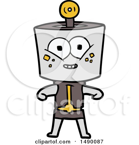 Clipart Happy Cartoon Robot by lineartestpilot