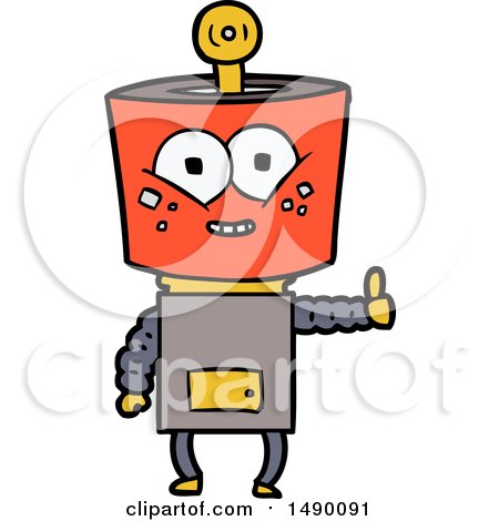 Clipart Happy Cartoon Robot Giving Thumbs up by lineartestpilot