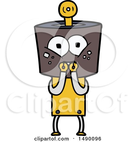 Clipart Happy Cartoon Robot Laughing Nervously by lineartestpilot