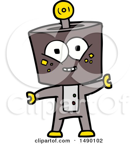 Clipart Happy Cartoon Robot by lineartestpilot