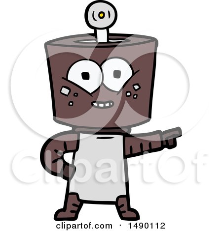 Clipart Happy Cartoon Robot Pointing by lineartestpilot