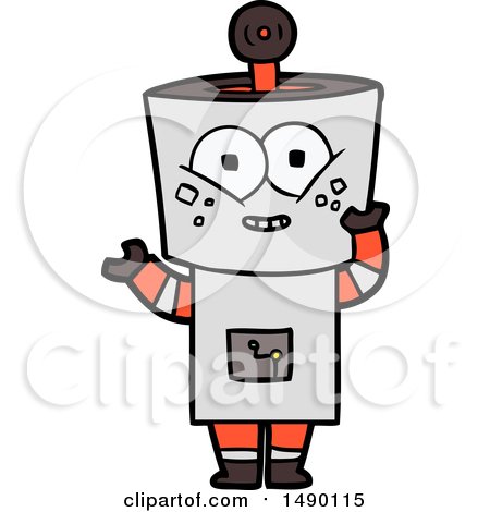 Clipart Happy Cartoon Robot Waving Hello by lineartestpilot