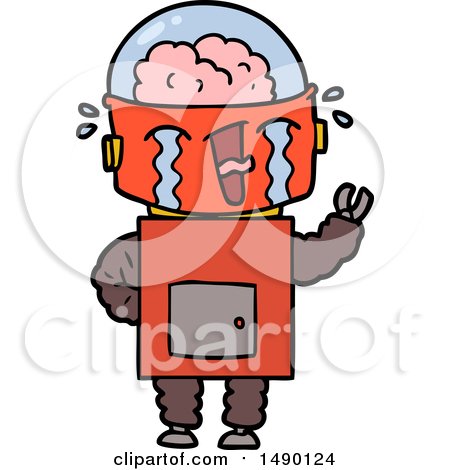 Clipart Cartoon Crying Robot by lineartestpilot