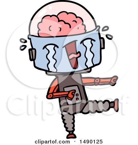 Clipart Cartoon Crying Robot Pointing by lineartestpilot