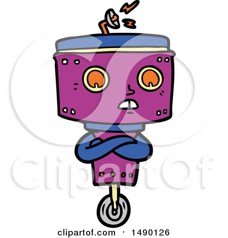 Clipart Cartoon Robot with Crossed Arms by lineartestpilot