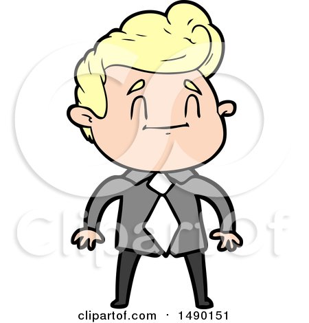 Clipart Happy Cartoon Man in Office Clothes by lineartestpilot