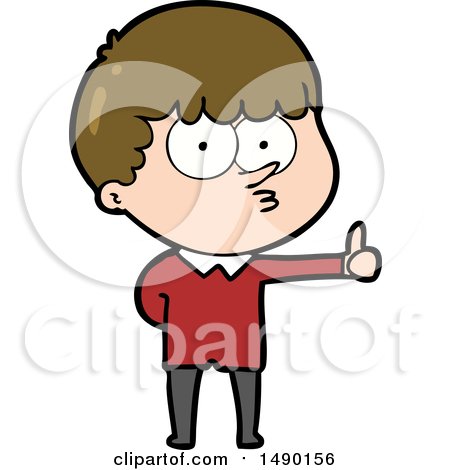 Clipart Cartoon Curious Boy Giving Thumbs up Sign by lineartestpilot