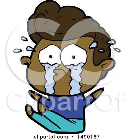 Clipart Cartoon Crying Man Sat on Floor by lineartestpilot
