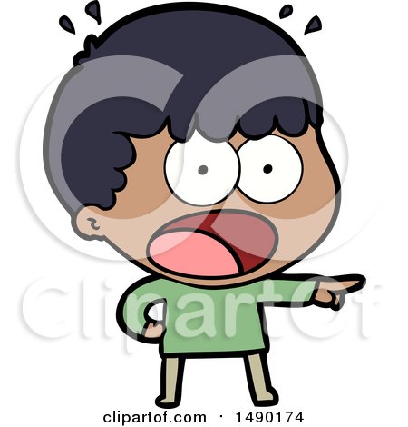 Clipart Cartoon Shocked Man Pointing by lineartestpilot