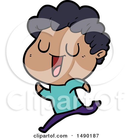 Clipart Laughing Cartoon Man Running by lineartestpilot