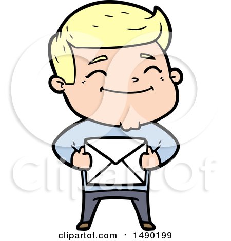 Clipart Happy Cartoon Man with Parcel by lineartestpilot