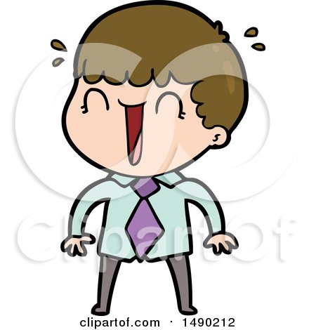 Clipart Laughing Cartoon Man in Shirt and Tie by lineartestpilot