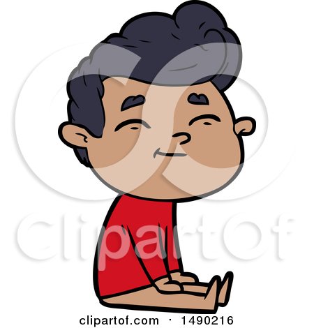 Clipart Happy Cartoon Man Sitting by lineartestpilot