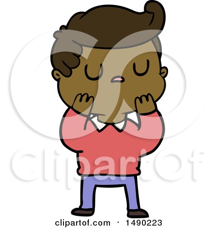 Clipart Cartoon Aloof Man Considering by lineartestpilot