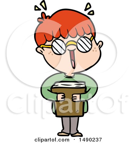 Clipart Cartoon Boy and Book by lineartestpilot