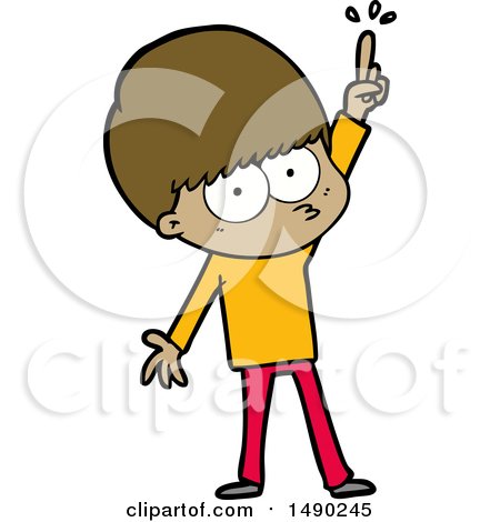 Clipart Nervous Cartoon Boy with Idea by lineartestpilot