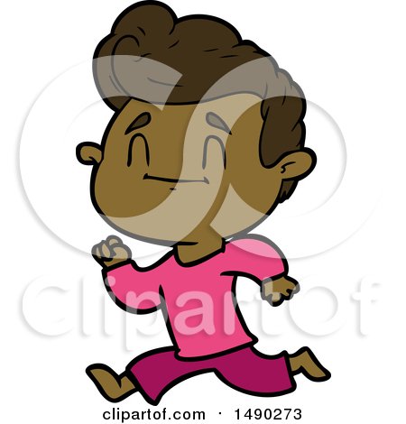 Clipart Happy Cartoon Man Exercising by lineartestpilot