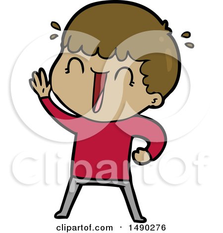 Clipart Laughing Cartoon Man Waving by lineartestpilot