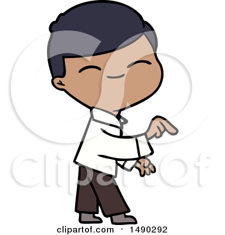 Clipart Cartoon Smiling Boy Pointing by lineartestpilot
