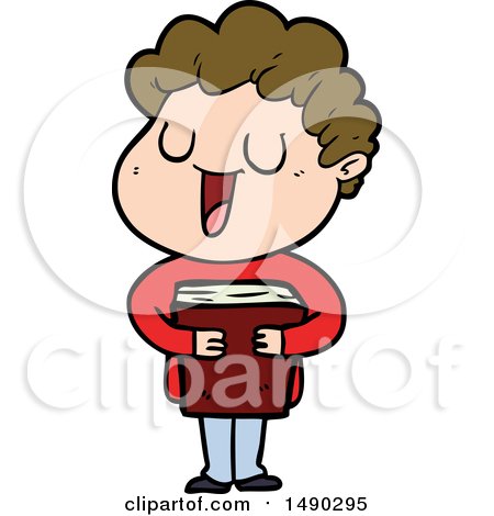 Clipart Laughing Cartoon Man with Book by lineartestpilot
