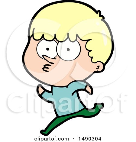 Clipart Cartoon Curious Boy Running by lineartestpilot