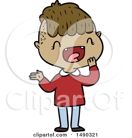 Clipart Cartoon Happy Boy Laughing by lineartestpilot