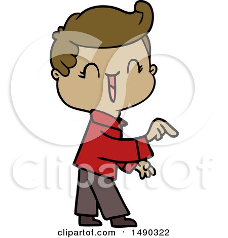 Clipart Cartoon Laughing Boy Pointing by lineartestpilot