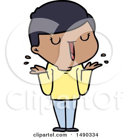Clipart Cartoon Happy Boy with No Worries by lineartestpilot