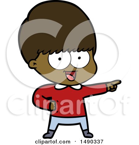 Clipart Happy Cartoon Boy Pointing by lineartestpilot