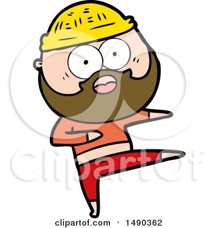 Clipart Cartoon Surprised Bearded Man Dancing by lineartestpilot