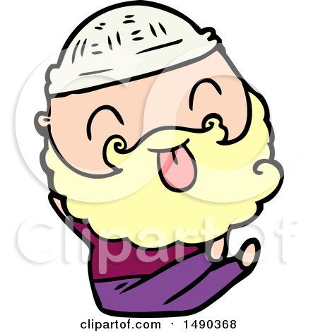 Clipart Sitting Man with Beard Sticking out Tongue by lineartestpilot