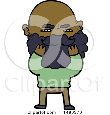 Clipart Cartoon Man with Beard Frowning Checking His Beard by lineartestpilot