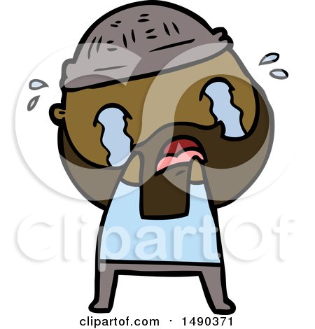 Clipart Cartoon Bearded Man Crying by lineartestpilot