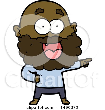 Clipart Cartoon Crazy Happy Man with Beard by lineartestpilot