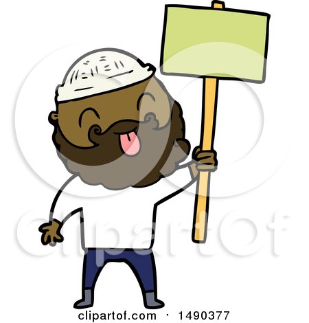 Clipart Bearded Protester Cartoon by lineartestpilot