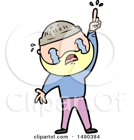 Clipart Cartoon Bearded Man Crying by lineartestpilot