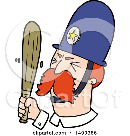 Clipart Cartoon Policeman Waving Baton by lineartestpilot