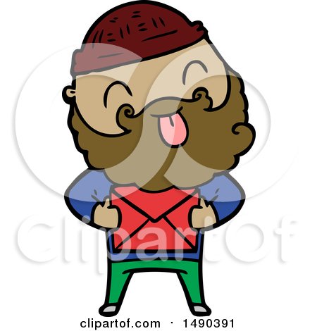 Clipart Man with Beard Sticking out Tongue by lineartestpilot