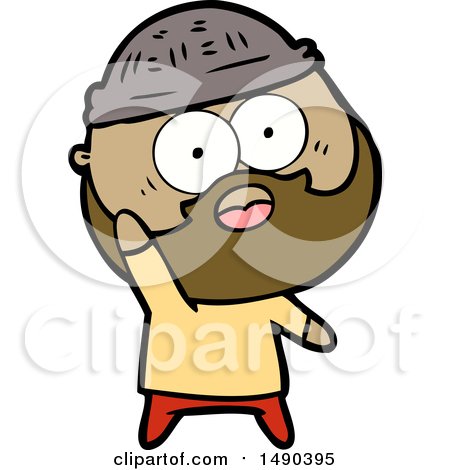 Clipart Cartoon Bearded Man Holding up Hand by lineartestpilot