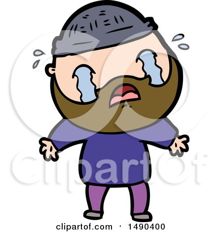 Clipart Cartoon Bearded Man Crying by lineartestpilot
