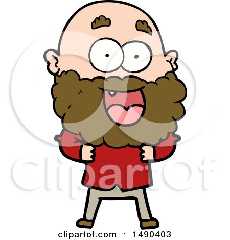 Clipart Cartoon Crazy Happy Man with Beard by lineartestpilot