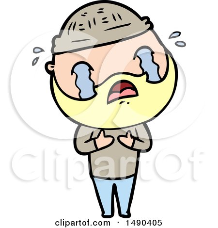 Clipart Cartoon Bearded Man Crying by lineartestpilot