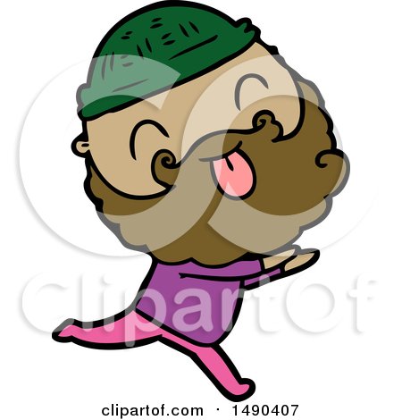 Clipart Running Man with Beard Sticking out Tongue by lineartestpilot