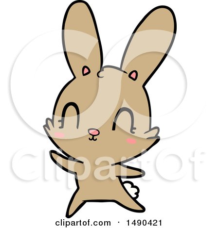 Clipart Cute Cartoon Rabbit Dancing by lineartestpilot